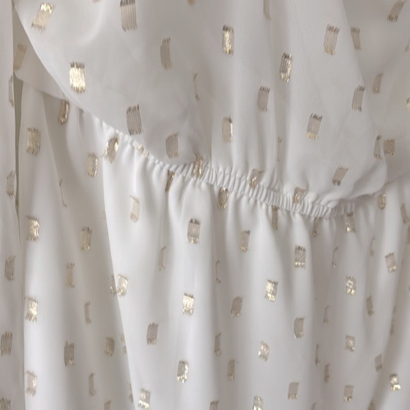 WHBM White Dress with Gold accents Size L NWT - Picture 6 of 12